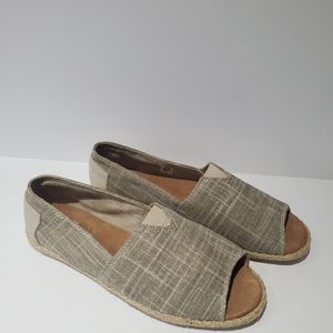 TOMS Alpargata Open Toe Metallic Beige Shoes 8.5W
